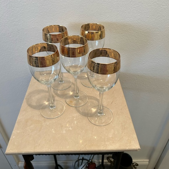 5 Gold Rimmed Greek Key Patterned Italian Lavarato a Mano J Preziosi Glasses - Picture 12 of 12